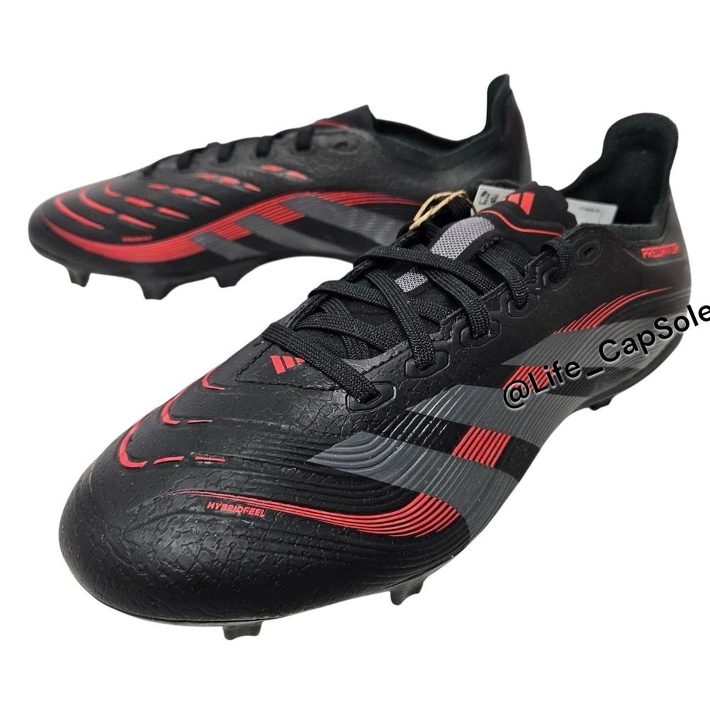 Size 7 Adidas Soccer Cleats Predator League Black Red FG/MG ID1328 Mens New - Picture 3 of 9